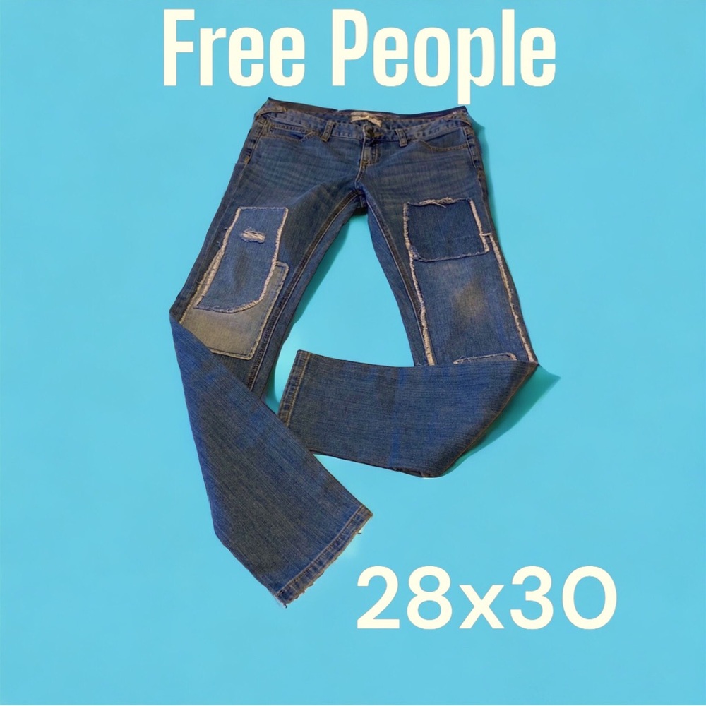 Free People Patched Skinny Jeans - Preloved - Size 28 x 30”